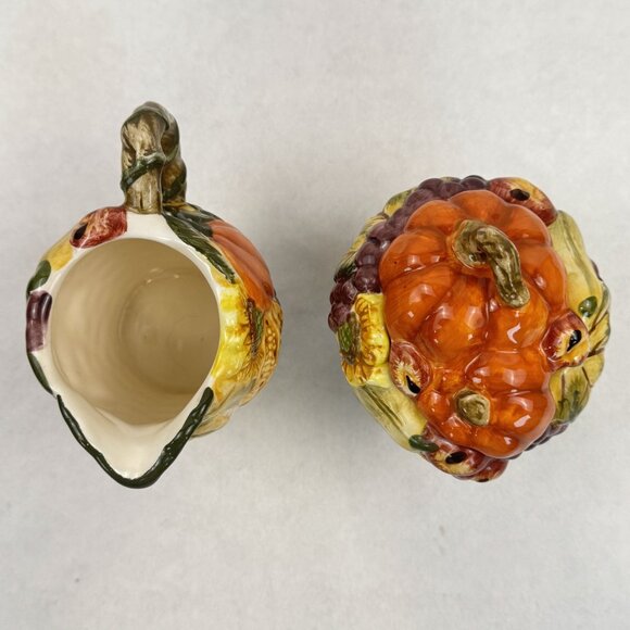 Vintage Ceramic Fall Harvest Creamer & Sugar Bowl Set Thanksgiving Tableware - Picture 5 of 14
